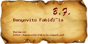 Benyovits Fabióla névjegykártya